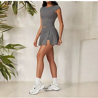 Women's Flare Athletic Skort with Built-in Shorts High Waist