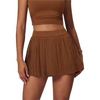 Women's High Waist Pleated Athletic Skort with Built-in Shorts