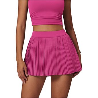 Women's High Waist Pleated Athletic Skort with Built-in Shorts
