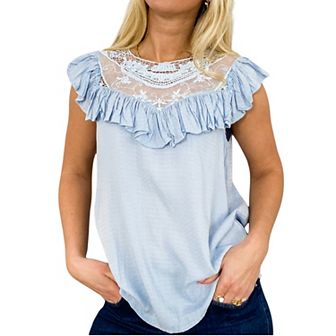 Women's Sleeveless Shirt with Lace Pattern and Relaxed Fit