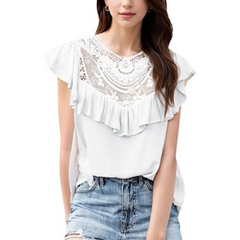 Women's Sleeveless Shirt with Lace Pattern and Relaxed Fit