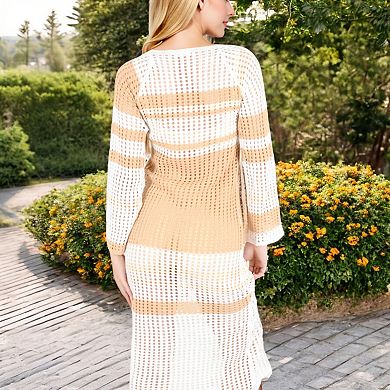Women's Multicolor Striped Off-Shoulder Knit Dress