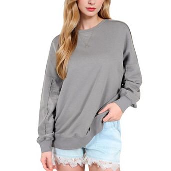 Women's Long Sleeve Oversized Crewneck Sweatshirt with Drop Shoulders