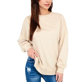 Women's Long Sleeve Oversized Crewneck Sweatshirt with Drop Shoulders