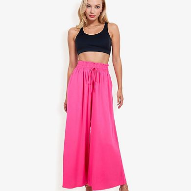 Women's High Waist Wide Leg Palazzo Pants With Drawstring Waist And Relaxed Fit