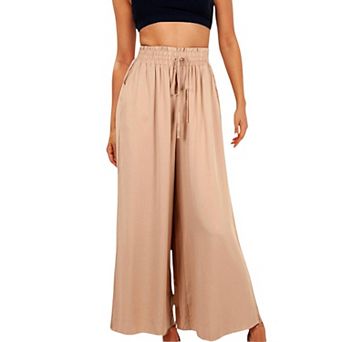 Women's High Waist Wide Leg Palazzo Pants With Drawstring Waist And Relaxed Fit
