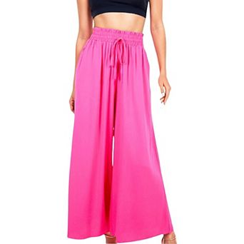 Women's High Waist Wide Leg Palazzo Pants With Drawstring Waist And Relaxed Fit