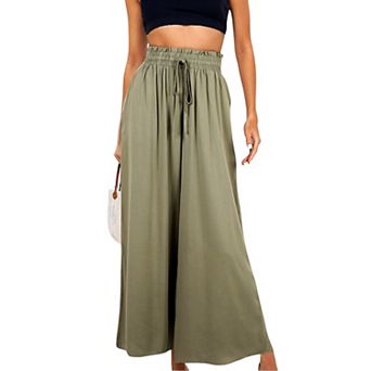 Women's High Waist Wide Leg Palazzo Pants With Drawstring Waist And Relaxed Fit