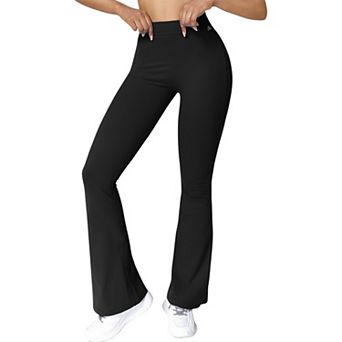 Women's High Waist Flare Leg Pants with Stretch Fabric