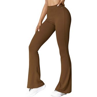 Women's High Waist Flare Leg Pants with Stretch Fabric