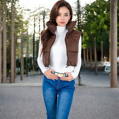 Women's Zip-Up Puff Vest Jacket with Cozy Design and Warmth