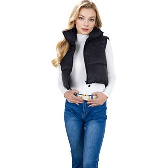 Women's Zip-Up Puff Vest Jacket with Cozy Design and Warmth