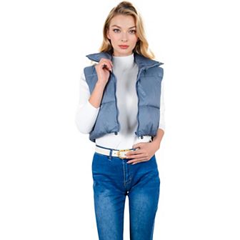 Women's Zip-Up Puff Vest Jacket with Cozy Design and Warmth