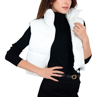 Women's Zip-Up Puff Vest Jacket with Cozy Design and Warmth