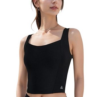 Women's Ribbed Square Neck Cropped Tank Top