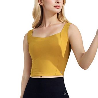 Women's Ribbed Square Neck Cropped Tank Top