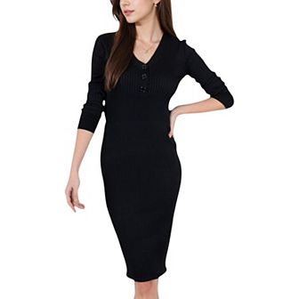 Women's 3/4 Sleeve Bodycon Dress with Sleek Fit and Elegant Design