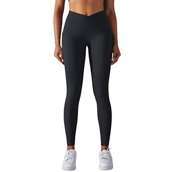 Women's Overlap V-Waist High-Waisted with Pockets Seamless Compression Tights