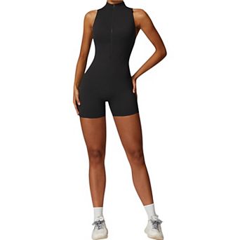 Women's Backless One-Piece Activewear Romper with Open Back Design