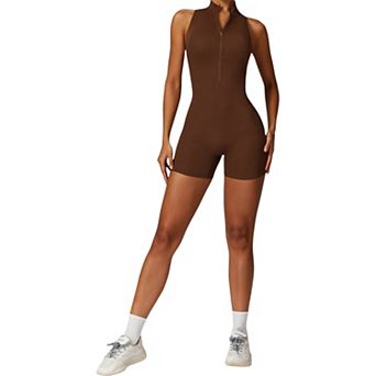 Women's Backless One-Piece Activewear Romper with Open Back Design