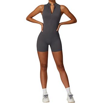 Women's Backless One-Piece Activewear Romper with Open Back Design