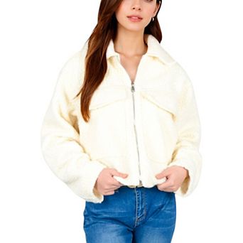 Women's Zip-Up Collared Jacket with Front Flap Pockets
