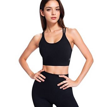 Women's Ribbed Seamless Sports Bra with Crisscross Back