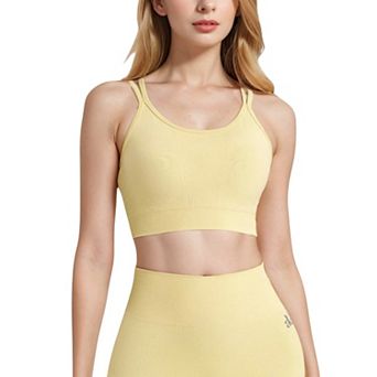 Women's Ribbed Seamless Sports Bra with Crisscross Back
