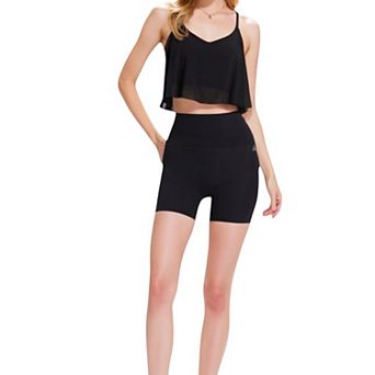 Women's High-Waisted Stretchy Biker Shorts with Back Pocket