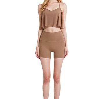 Women's High-Waisted Stretchy Biker Shorts with Back Pocket