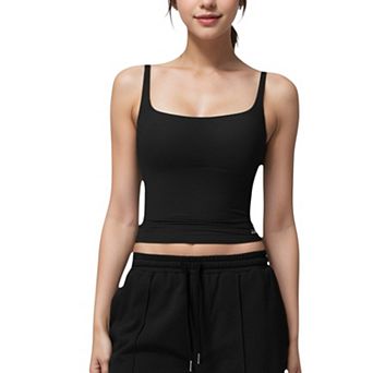 Women's Square Neck Sleeveless Tank Top with Stretch Fit