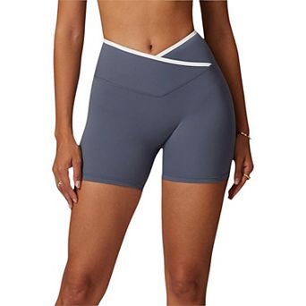 Women's High Waist Cross Band Athletic Shorts for Yoga and Training
