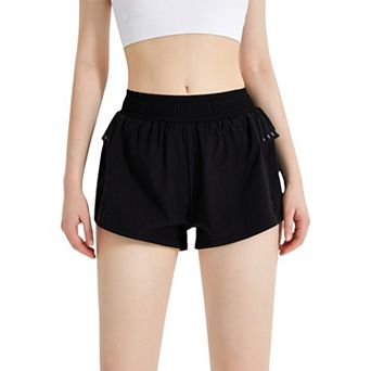 Women's High Waist Running Shorts with Built-In Liner and Breathable Mesh Panels