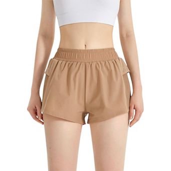 Women's High Waist Running Shorts with Built-In Liner and Breathable Mesh Panels