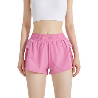 Women's High Waist Running Shorts with Built-In Liner and Breathable Mesh Panels