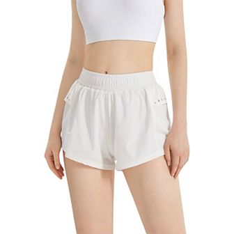 Women's High Waist Running Shorts with Built-In Liner and Breathable Mesh Panels