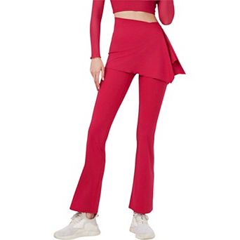 Women's High Waist Flare Pants with Layered Skirt Overlay