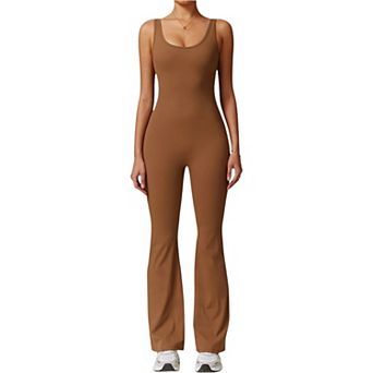 Women's Seamless Flared Bodysuit with Scoop Neck for Activewear