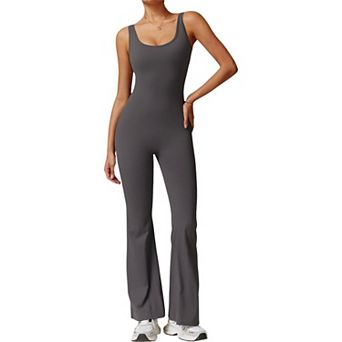 Women's Seamless Flared Bodysuit with Scoop Neck for Activewear