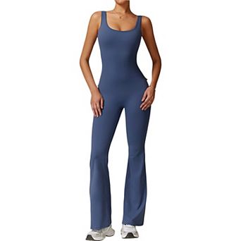 Women's Seamless Flared Bodysuit with Scoop Neck for Activewear