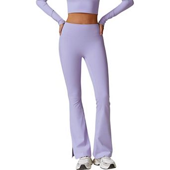 Women's High Waist Flare Yoga Pants with Side Slit Hem for Active and Casual Wear