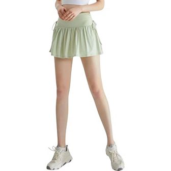 Women's High Waist Flared Active Skirt with Adjustable Drawstring Sides