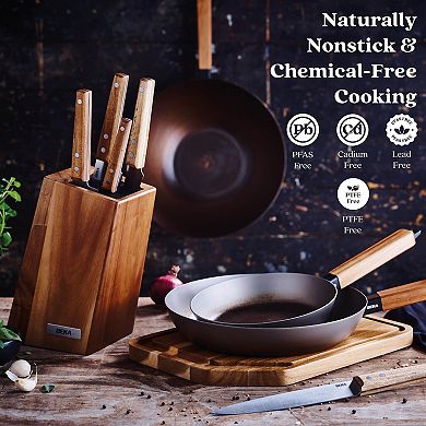 Alva Forest 4pc Carbon Steel Frying Pan Set -Naturally Nonstick & Non-Toxic