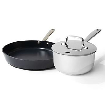 Alva Maestro 3 pc Ceramic Nonstick 8" Frying Pan & Stainless Steel Saucepan Set