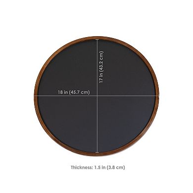 Sunnydaze Round Magnetic Wall Chalkboard with Rustic Brown Frame