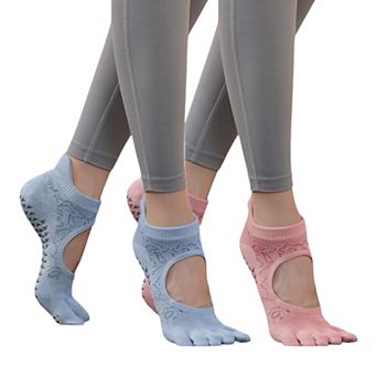 Women's 2-Pack Non-Slip Five-Toe Yoga Socks with Open Top Design for Stability and Comfort