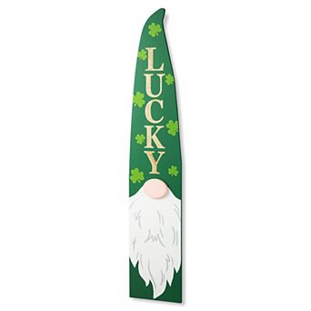 Glitzhome 42"H St. Patrick's Handcrafted Wooden Gnome Porch Decor