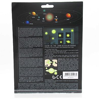 4M: Glow 3D Solar System Stick-On Glow-in-Dark Ceiling Kids Room Decor Set