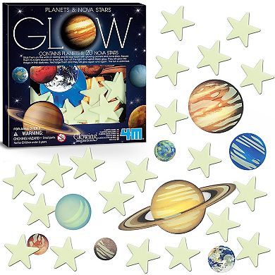 4M: Glow Planets & Nova Stars 20 Glow-in-Dark Stick-Ons Wall & Ceiling Decor