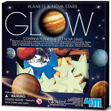 4M: Glow Planets & Nova Stars 20 Glow-in-Dark Stick-Ons Wall & Ceiling Decor